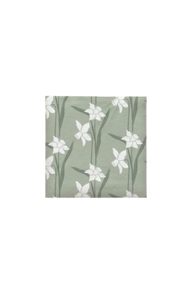 Paper Napkin Daffodil - White/Green