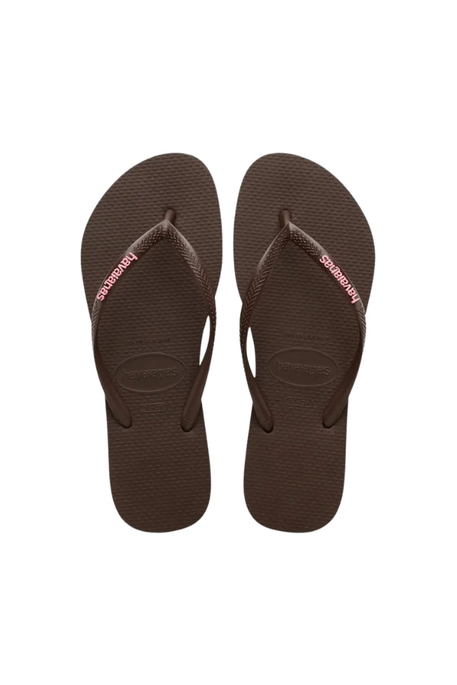 Slim Logo Pop-up Jandals - Brown/Pink