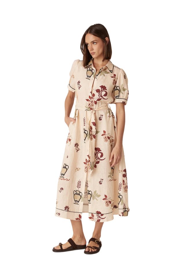 Avondale Linen Dress - Rustic Garden Print