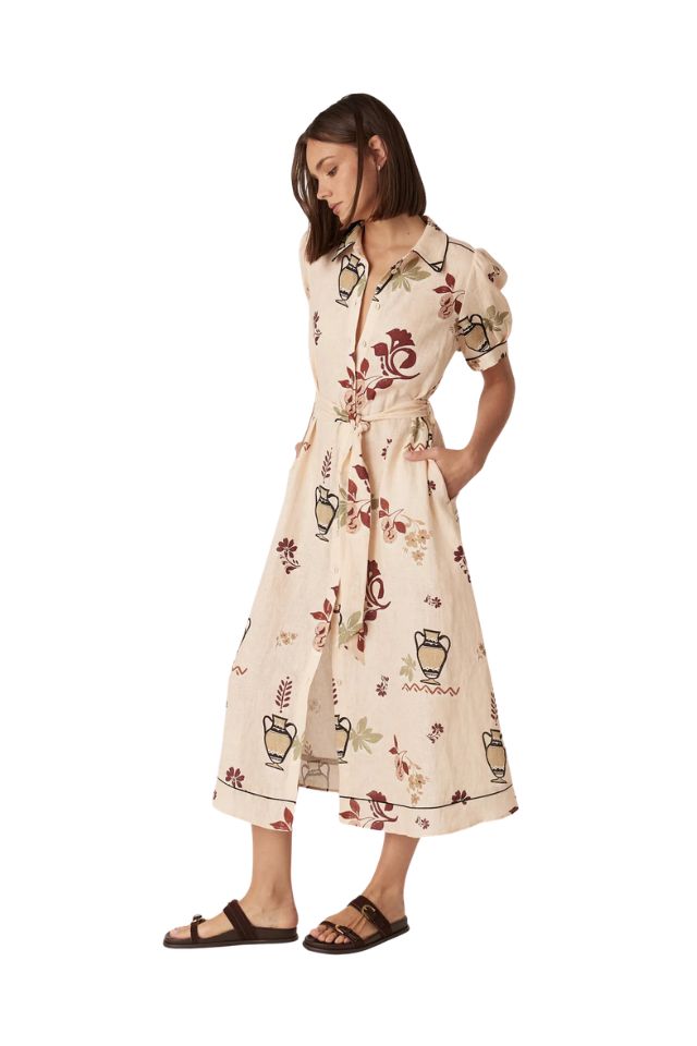 Avondale Linen Dress - Rustic Garden Print