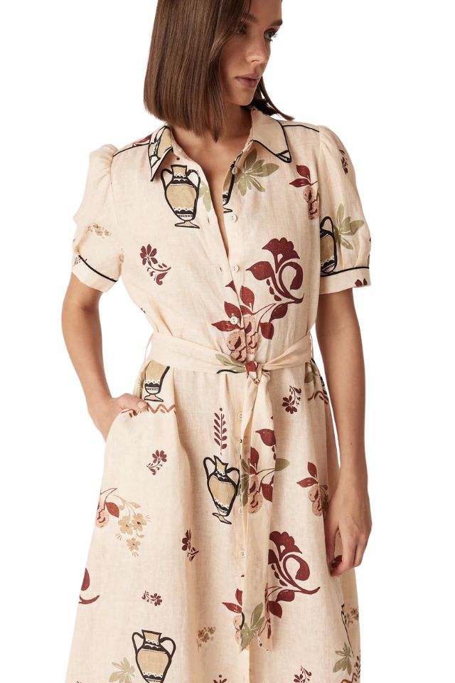 Avondale Linen Dress - Rustic Garden Print