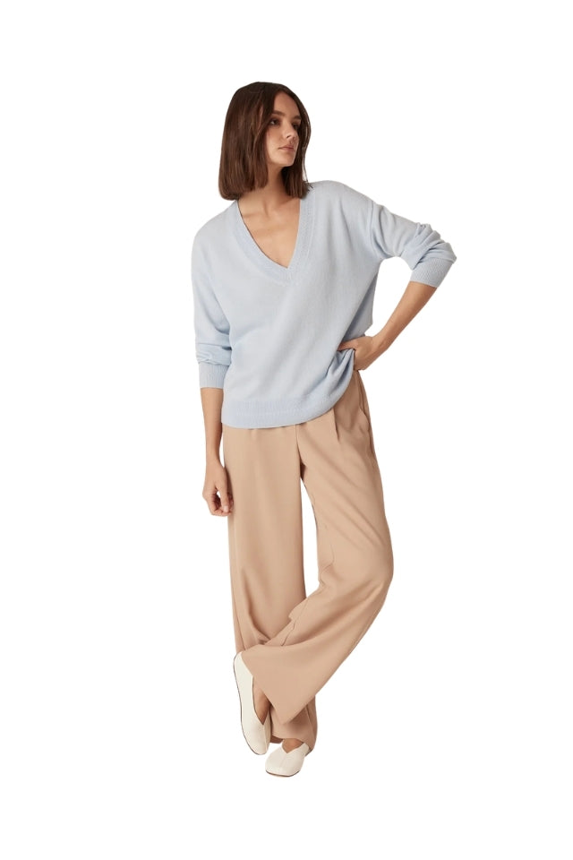 Cashwool V Jumper - Bluebell