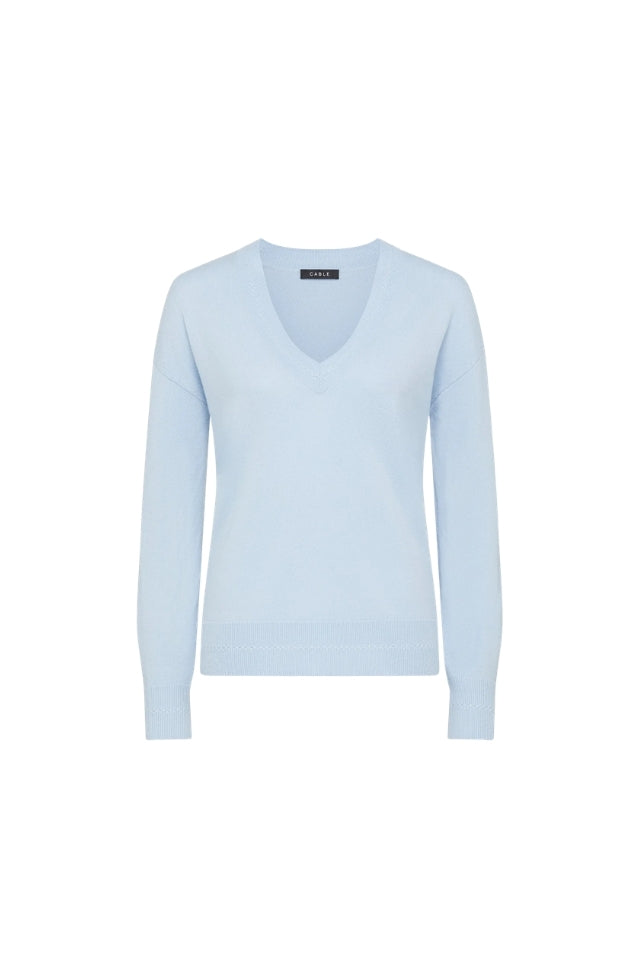 Cashwool V Jumper - Bluebell