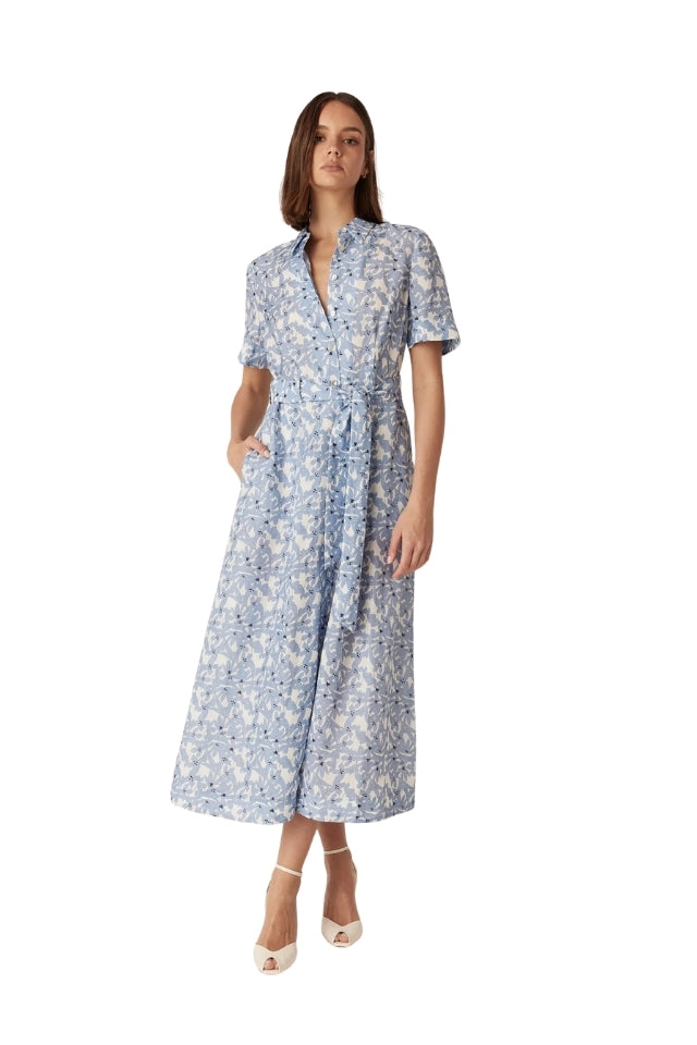 Juliette Midi Dress - Blue Flower