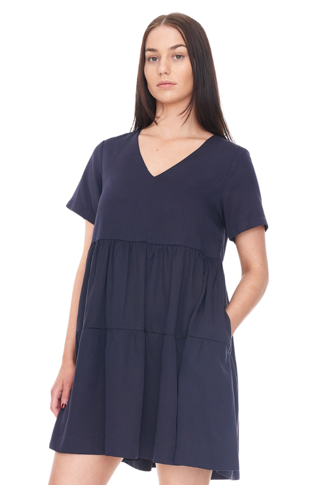 Cali V Neck Dress - Midnight