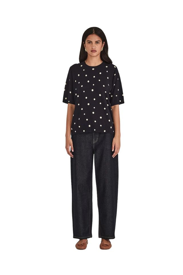 Ava Spot Tee - Fr Navy/Chalk