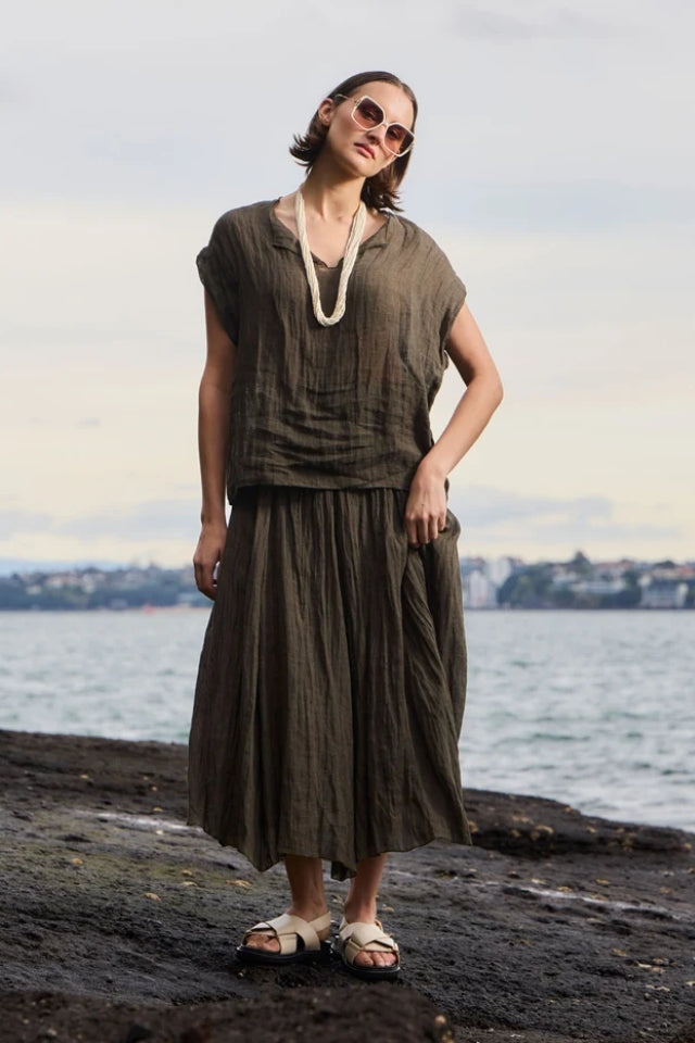 Fabian Gauze Skirt - Khaki