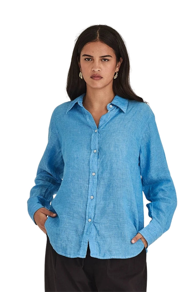 Princeton Linen Shirt - Lagoon Blue