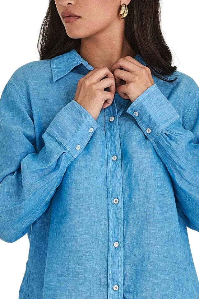 Princeton Linen Shirt - Lagoon Blue