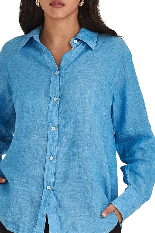 Princeton Linen Shirt - Lagoon Blue