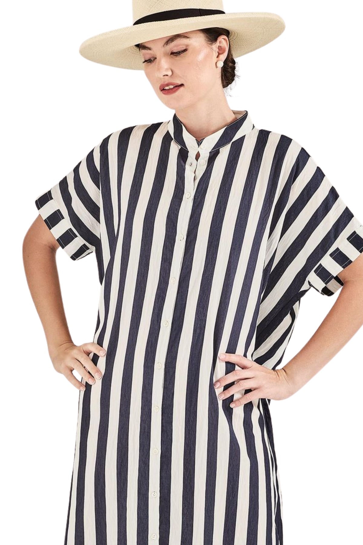 Roberta Striped Dress - Navy Stripe