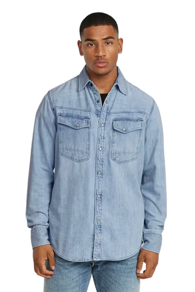 Dakota Slim Shirt - Sun Faded Blue Mist