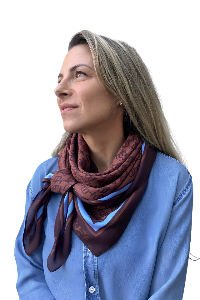 The Divan Cashmere Modal Scrarf - Brown and Blue