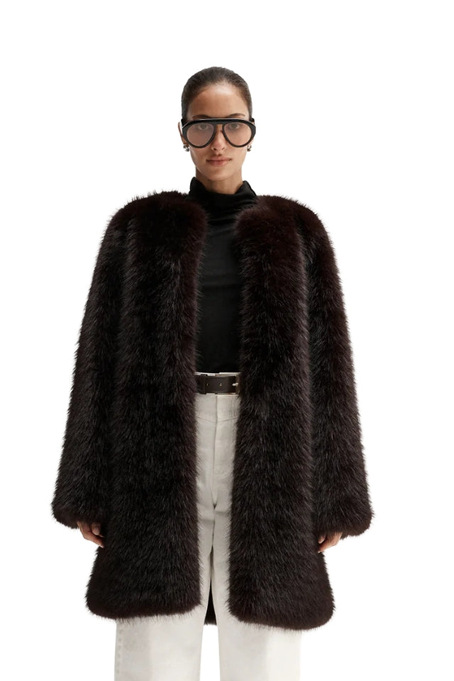 Irena Fur Coat - Chocolate