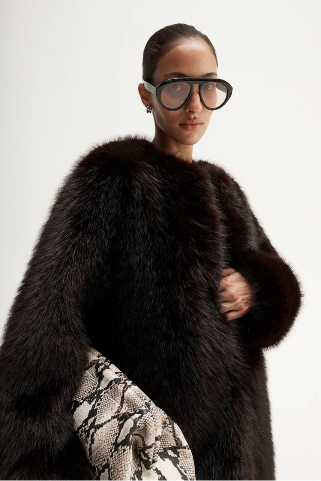 Irena Fur Coat - Chocolate