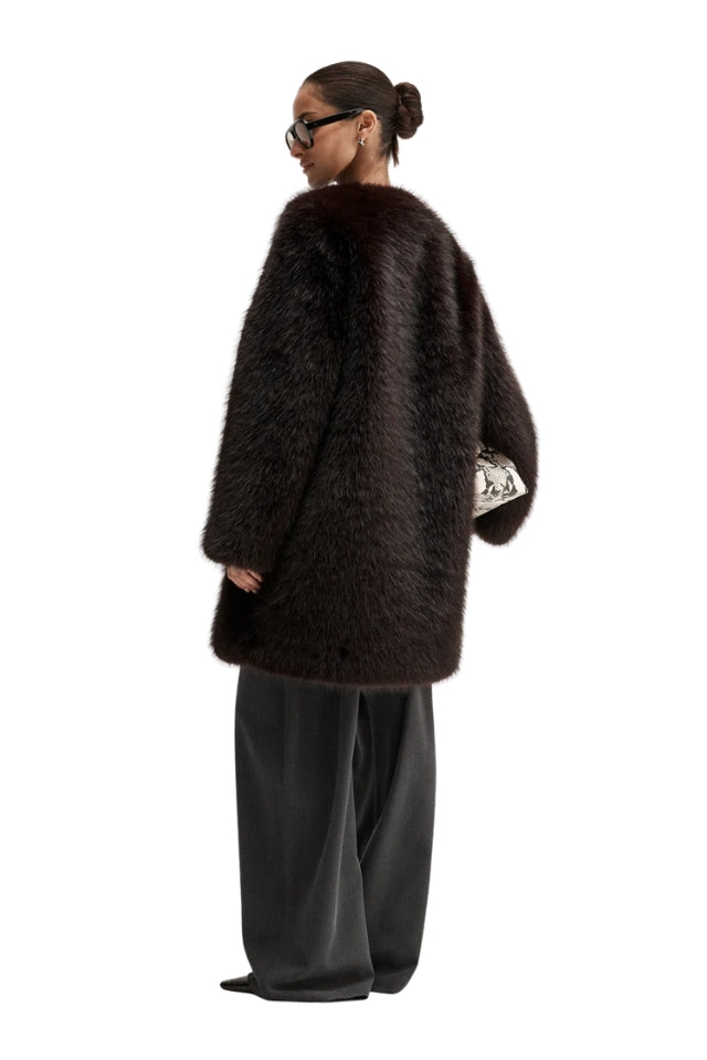 Irena Fur Coat - Chocolate