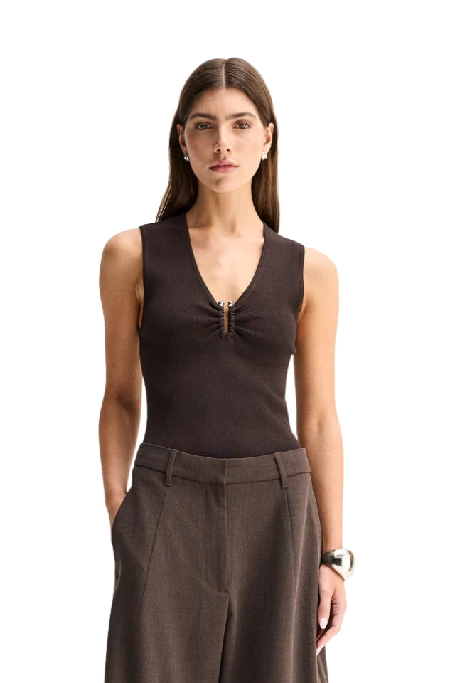 Lindsay Knit Top - Chocolate
