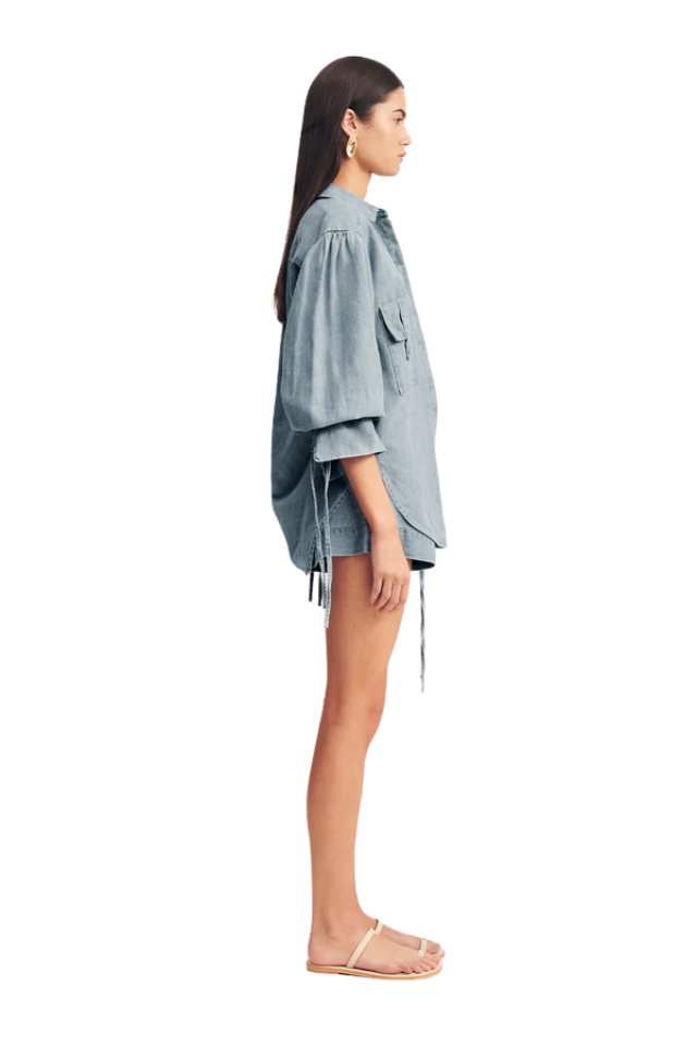 Ellsworth Gathered Shirt - Bleached Blue