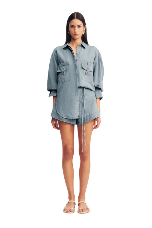 Ellsworth Gathered Shirt - Bleached Blue