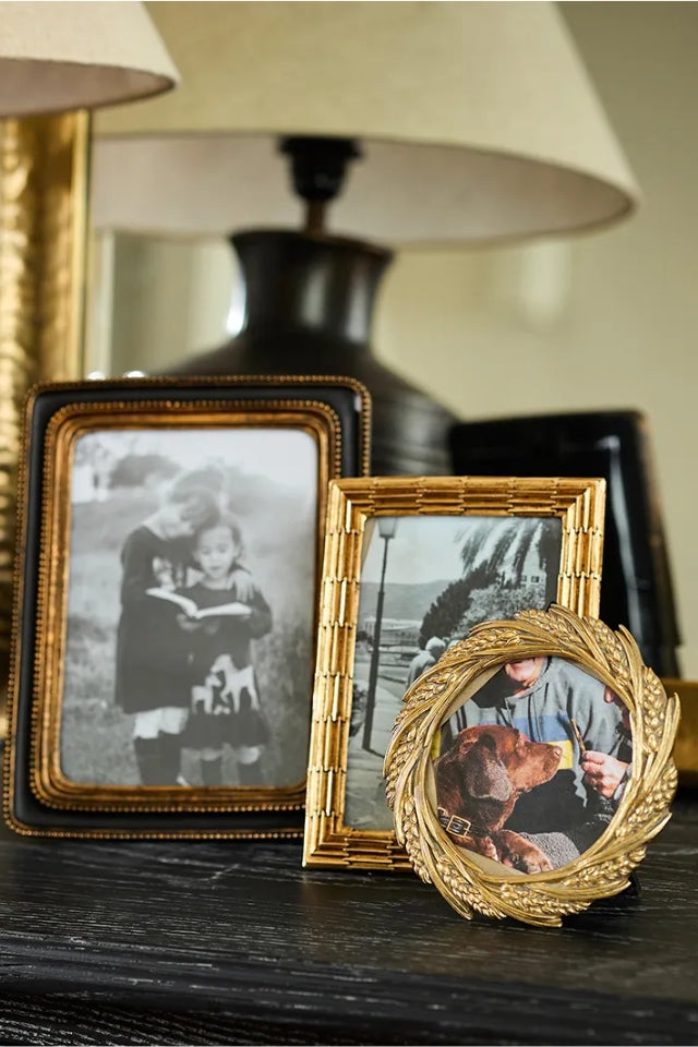 Wheat Round Photo Frame - Champagne