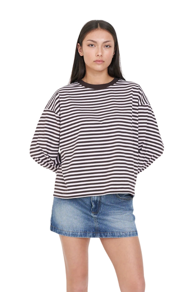 Alex Stripe Billie LS Tee - Petal/Cocoa