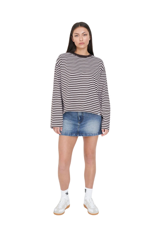 Alex Stripe Billie LS Tee - Petal/Cocoa