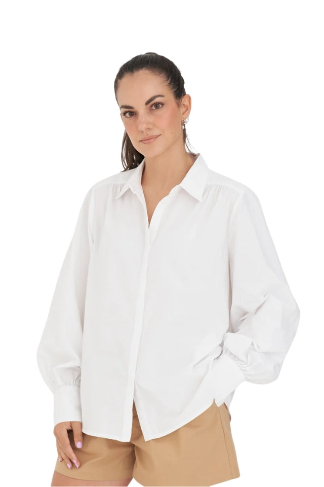 Classic Billowy Sleeve Shirt - White