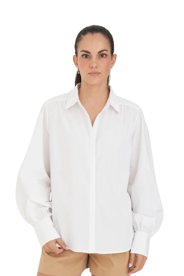 Classic Billowy Sleeve Shirt - White