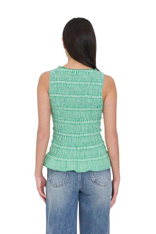 Gigi Shirred Top - Meadow Plaid
