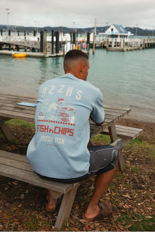 Azza'S Fish N Chips Sea Tee - Washed Blue