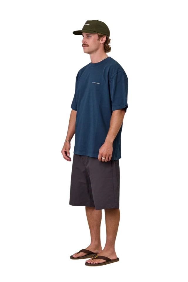 Script Heavy Shore Tee - Navy