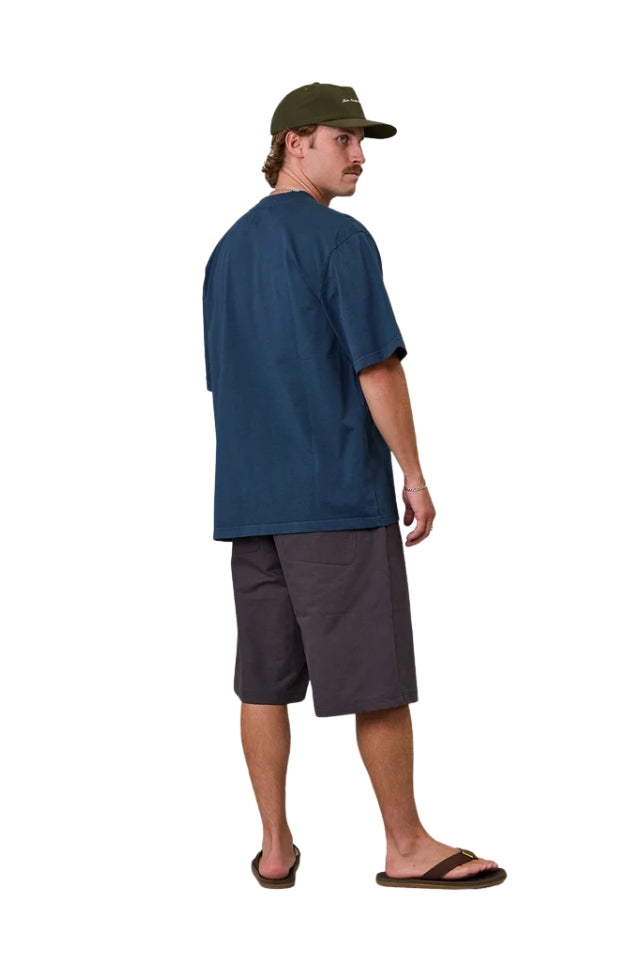Script Heavy Shore Tee - Navy