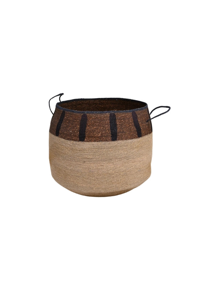 Kintu Collection Velora Basket - Natural with Chocolate Rim
