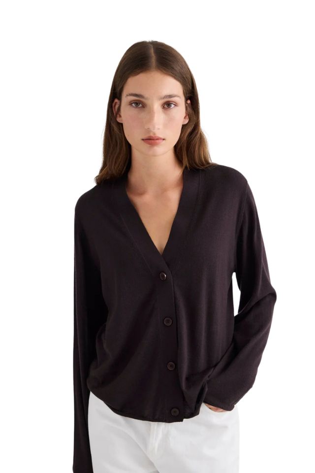 Liv V-Neck Cardigan - Chocolate