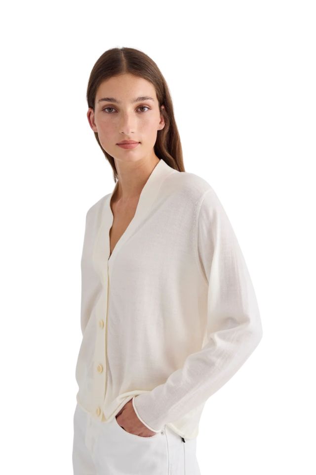Liv V-Neck Cardigan - Cream