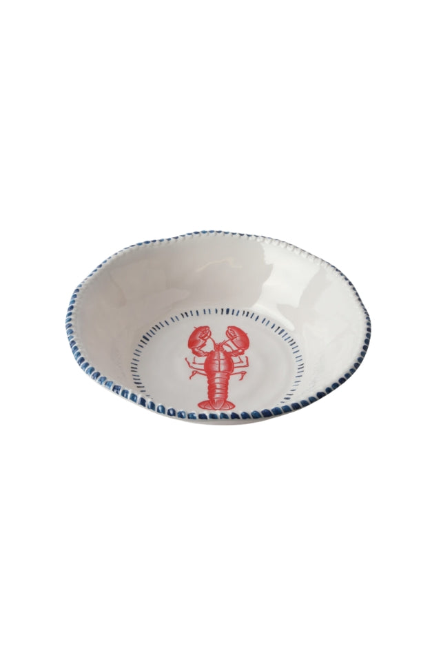 Melamine Nautical Lobster Bowl 31cm -White, Blue and Red