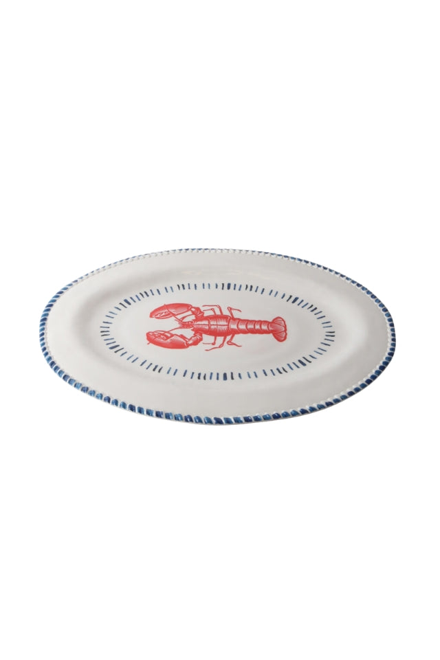 Melamine Nautical Lobster Oval Platter 48cm - White, Blue and Red