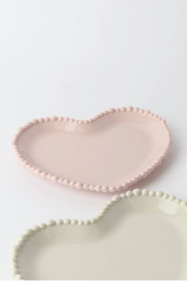 Melamine Pearl Heart Plate 20cm - Pink