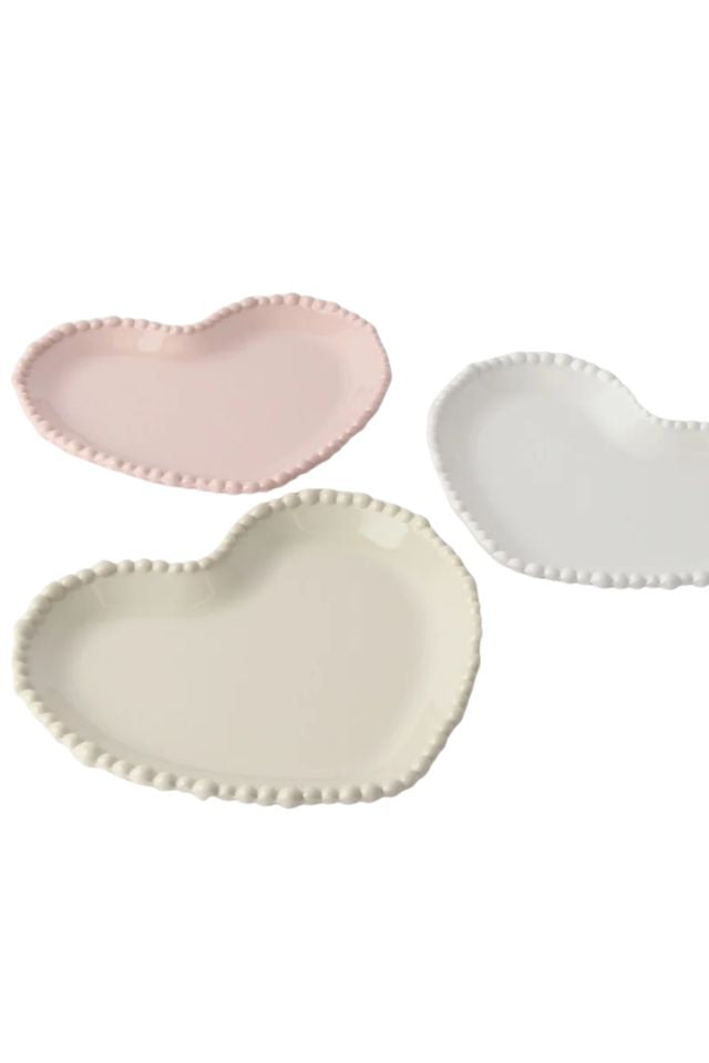 Melamine Pearl Heart Plate 20cm - Pink