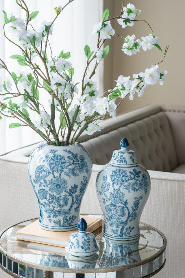 Porcelain Blue and White GInger Jar - Medium