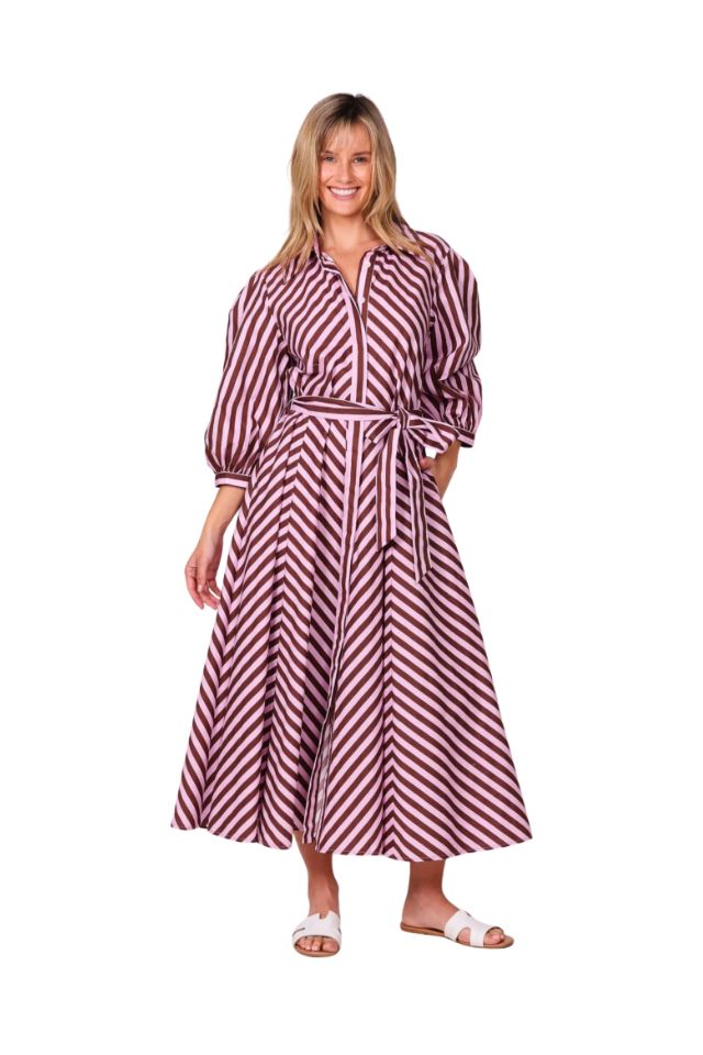 Bianca Dress - Chocolate Stripe