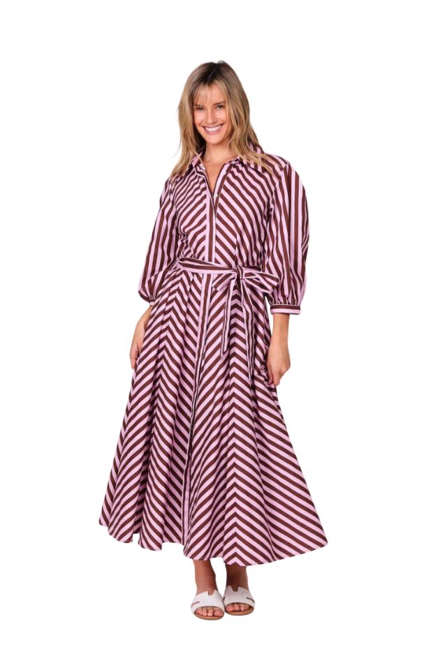 Bianca Dress - Chocolate Stripe