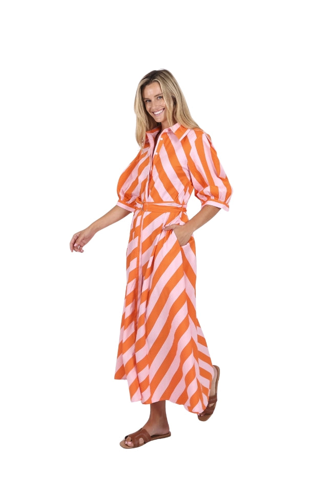 Bianca Dress - Orange & Pink