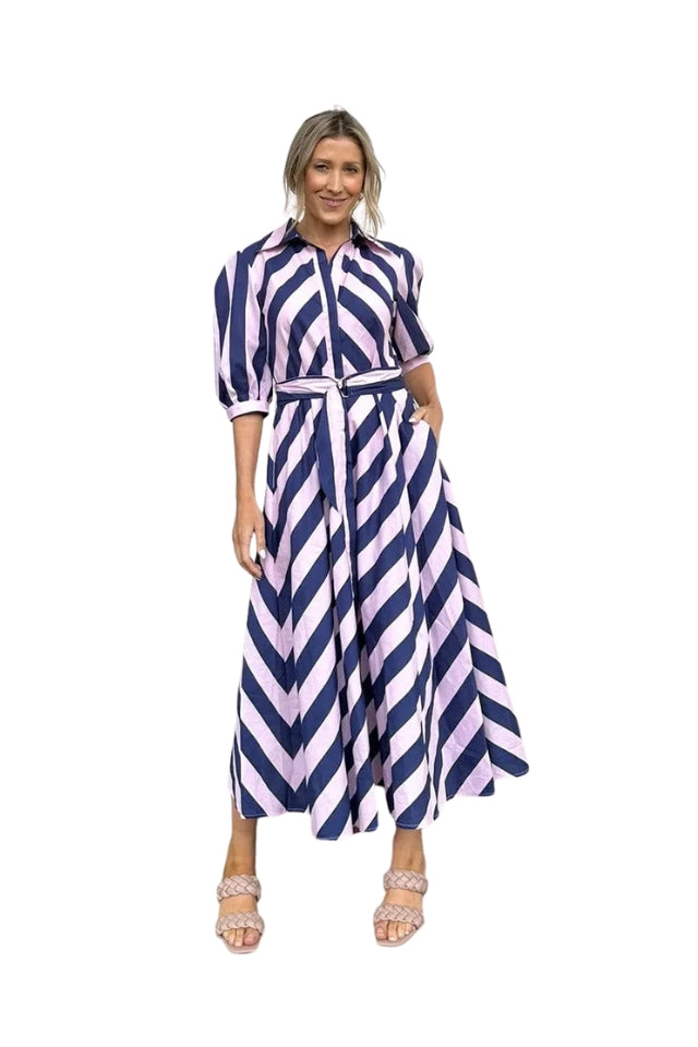 Bianca Dress - Navy & Pink