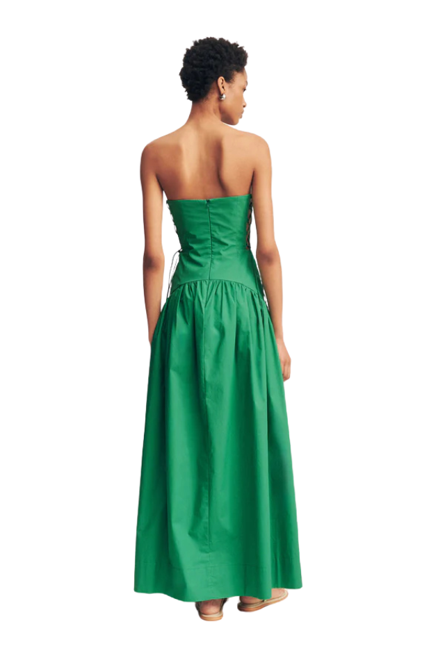 Maiori Lace Up Strapless Maxi Dress