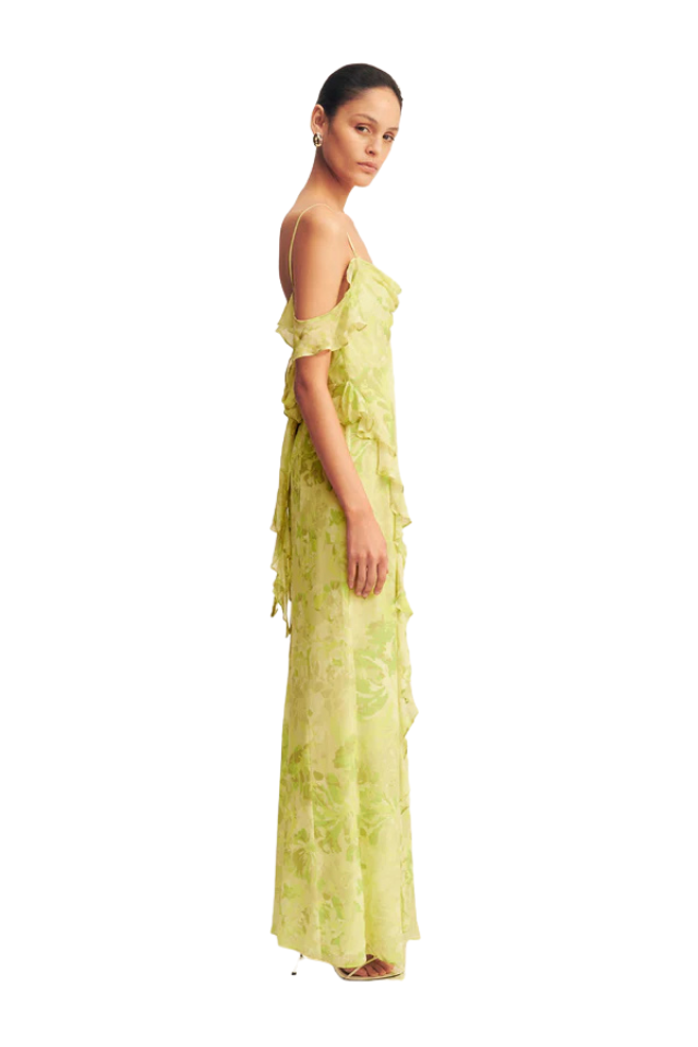Miller Ruffle Cowl Maxi Dress