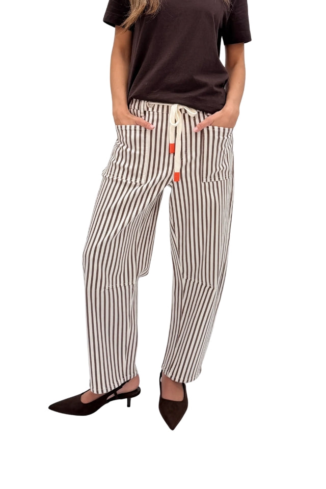 Carter Barrel Jean - Choc Stripes