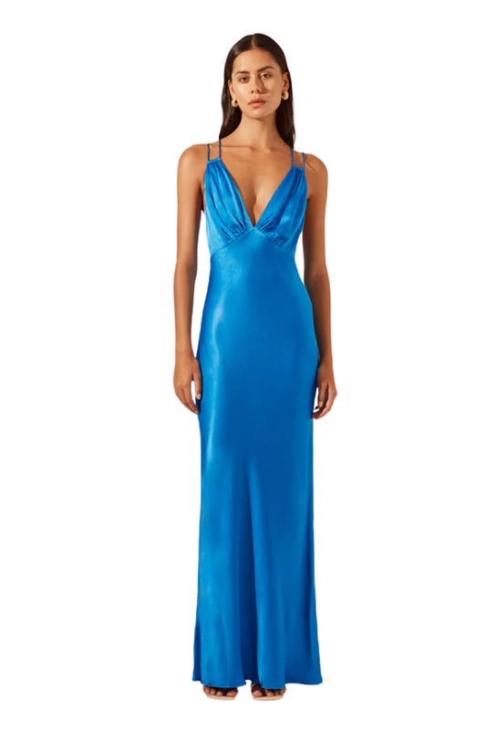 Nora Plunged Double Strap Maxi Dress