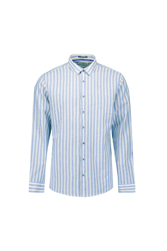 Shirt Linen Vertical Big Stripe - Blue