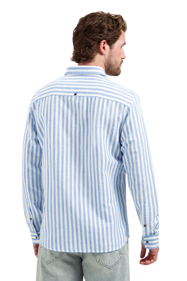 Shirt Linen Vertical Big Stripe - Blue